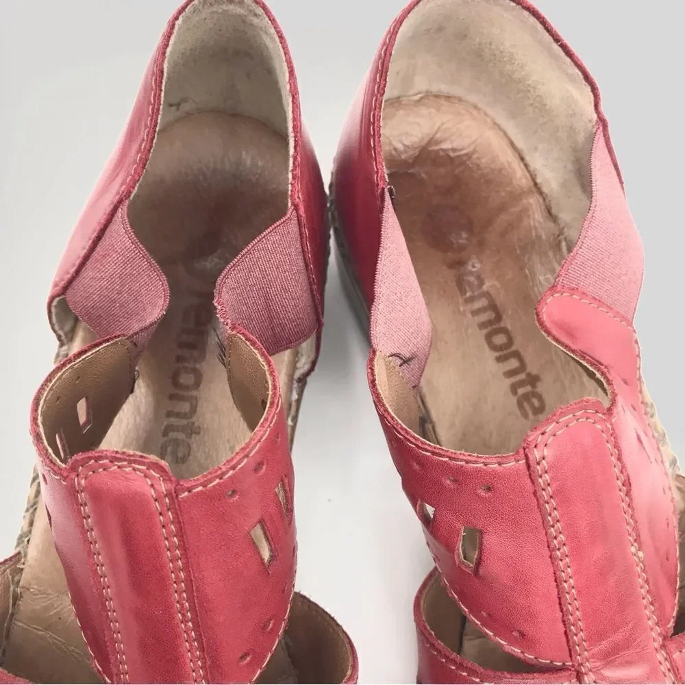 Remonte Dorndorf Red Leather Laser Cut Slip On Closed Toe Gladiator Shoes - Picture 12 of 16